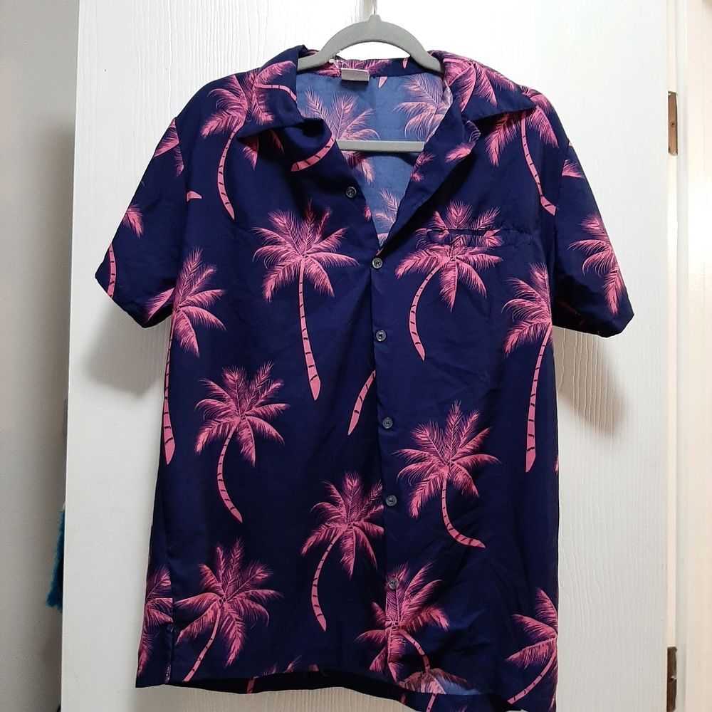 King Kameha Hawaiian Button Down Shirt Lightweight Men Medium